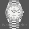 Unisexs Rolex Day-Date 36mm Unisex-128349RBR-White Roman Dial-Diamond Bezel White Replica Image