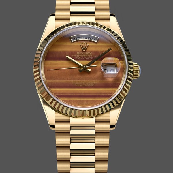 Unisexs Rolex Day Date 36-m128398TBR 0035, Green Dial, Diamond‑Set Bezel, President Bracelet, Green Dial Replica Watch Image