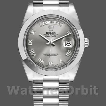 Men's Rolex Day-Date-218206, 41mm, Platinum, Concentric Rhodium Grey Roman Numeral Dial, Men’s Grey