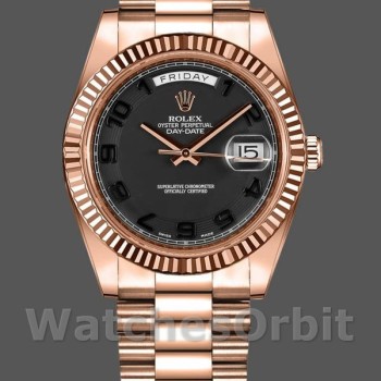 Men's Rolex Day-Date-218235, 41mm, Rose Gold, Black Concentric Arabic Dial, Men’s Black