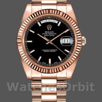Men's Rolex Day-Date-218235, 41mm, Rose Gold, Black Index Dial, Men’s Black