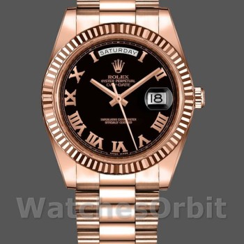 Men's Rolex Day-Date-218235, 41mm, Rose Gold, Black Roman Numerals Dial, Men’s Black