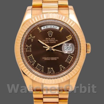 Men's Rolex Day-Date-218235, 41mm, Chocolate Brown Dial, Rose Gold, Men’s Chocolate Brown