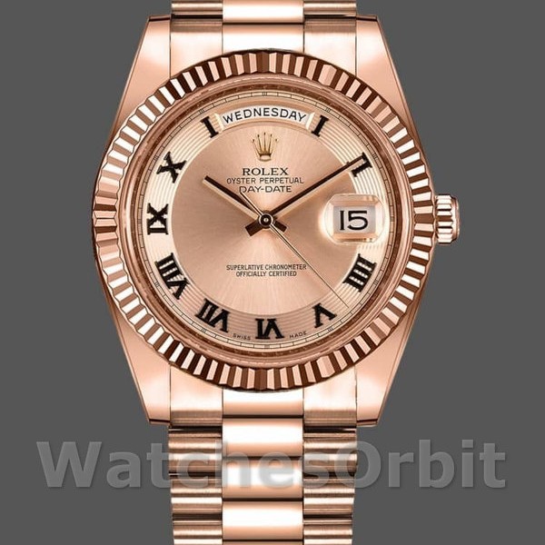 Mens Rolex Day-Date-218235, 41mm, Rose Gold, Concentric Circle Champagne Dial, Men’s Champagne Replica Image