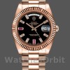 Mens Rolex Day-Date-218235, 41mm, Rose Gold, Black Dial with Diamonds and Rubies, Men’s Black Replica Image