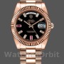 Men's Rolex Day-Date-218235, 41mm, Rose Gold, Black Dial with Diamonds and Rubies, Men’s Black