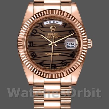 Men's Rolex Day-Date-218235, 41mm, Rose Gold, Wave Bronze Dial, Men’s Wave Bronze