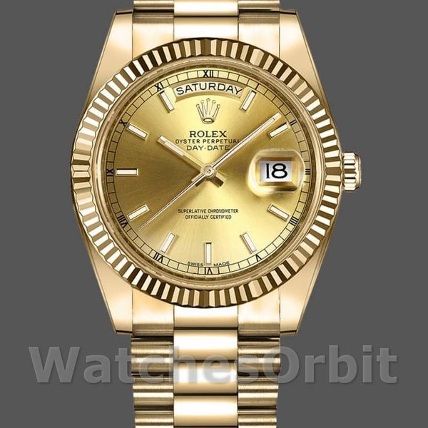 Mens Rolex Day-Date-218238, 41mm, Yellow Gold, Champagne Index Dial, Men’s Champagne Replica Image