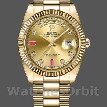 Men's Rolex Day-Date-218238, 41mm, Yellow Gold, Champagne Ruby Dial, Men’s Champagne