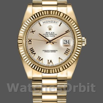 Men's Rolex Day-Date-218238, 41mm, Yellow Gold, Silver Roman Numeral Dial, Men’s Silver