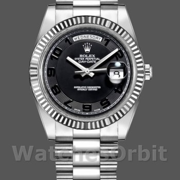 Men's Rolex Day-Date-218239, 41mm, White Gold, Concentric Circle Dial, Men’s Black