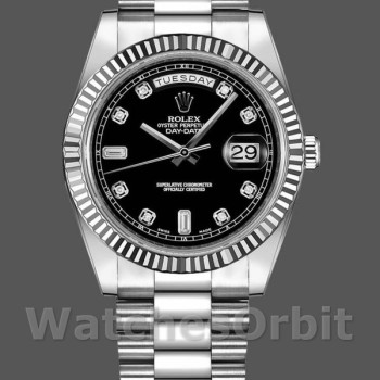 Men's Rolex Day-Date-218239, 41mm, White Gold, Diamond Black Dial, Men’s Black