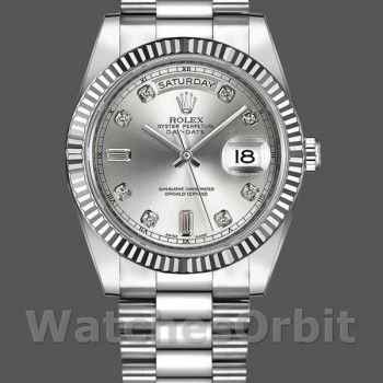 Men's Rolex Day-Date-218239, 41mm, White Gold, Diamond Silver Dial, Men’s Silver