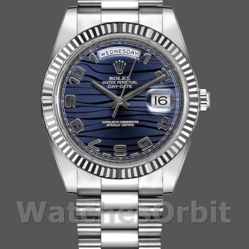 Men's Rolex Day-Date-218239, 41mm, White Gold, Wave Blue Dial, Men’s Blue