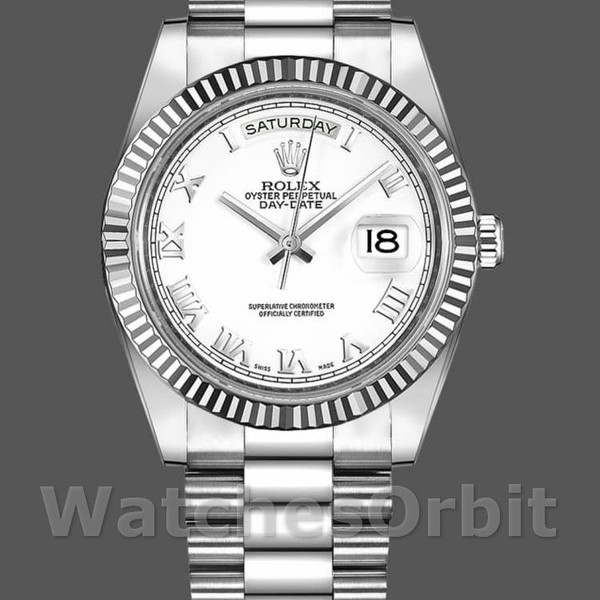 Mens Rolex Day-Date-218239, 41mm, White Gold, White Roman Numerals Dial, Men’s White Replica Image