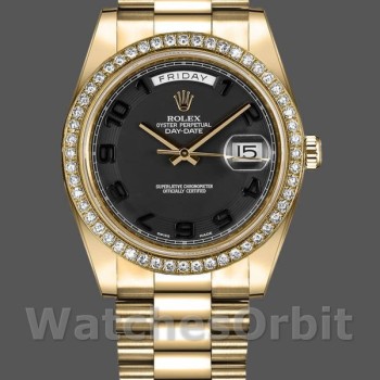 Men's Rolex Day-Date-218348, 41mm, Concentric Circle Black Dial, Men’s Black
