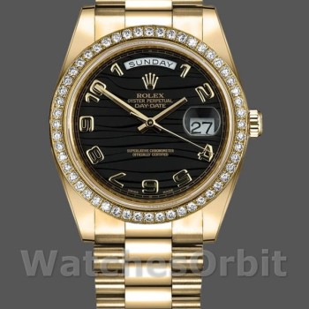 Men's Rolex Day-Date-218348, 41mm, Wave Black Dial, Men’s Black