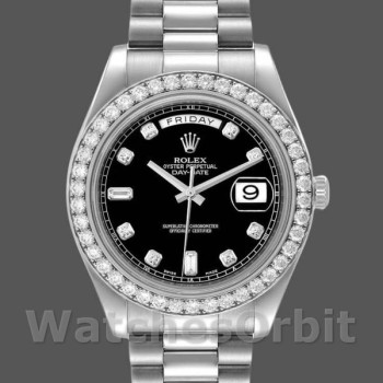 Men's Rolex Day-Date-218349, 41mm, Black Diamond Dial, Men’s Black