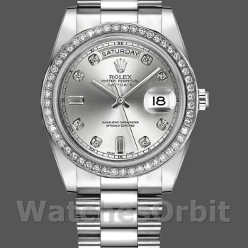 Men's Rolex Day-Date-218349, 41mm, Silver Diamond Dial, Men’s Silver