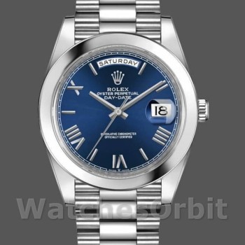 Men's Rolex Day-Date-228206, 40mm, Blue Roman Numeral Dial, Platinum, Men’s Blue