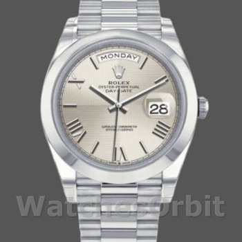 Men's Rolex Day-Date-228206, 40mm, Silver Roman Numeral Dial, Platinum, Men’s Silver