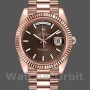 Men's Rolex Day-Date-228235, 40mm, Chocolate Brown Diagonal Motif Dial, Fluted Bezel, Men’s Chocolate Brown