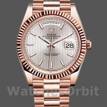 Men's Rolex Day-Date-228235, 40mm, Sundust Stripe Motif Dial, Fluted Bezel, Men’s Sundust<br />