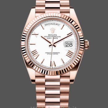 Men's Rolex Day-Date-228235, 40mm, White Roman Numeral Dial, Fluted Bezel, Men’s White