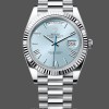 Mens Rolex Day-Date 40mm Mens-228236 0012-Fluted Bezel-Ice Blue Dial Ice Blue Replica Image