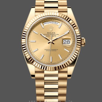 Men's Rolex Day-Date-228238, 40mm, Champagne Diamond Dial, Fluted Bezel, Men’s Champagne