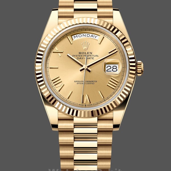 Mens Rolex Day-Date-228238, 40mm, Champagne Roman Dial, Fluted Bezel, Men’s Champagne Replica Image