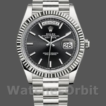 Men's Rolex Day-Date-228239, 40mm, Black Index Dial, Fluted Bezel, Men’s Black