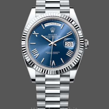 Men's Rolex Day-Date-228239, 40mm, Blue Roman Dial, Fluted Bezel, Men’s Blue