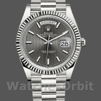 Men's Rolex Day-Date-228239, 40mm, Dark Rhodium Grey Dial, Fluted Bezel, Men’s Grey