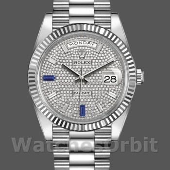 Men's Rolex Day‑Date-228239, 40mm, Diamond Paved Dial, Fluted Bezel, Men’s Diamond Paved