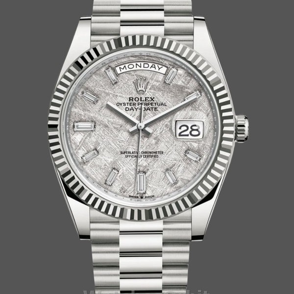 Mens Rolex Day-Date-228239, 40mm, Meteorite Grey Dial, Fluted Bezel, Men’s Grey Replica Watch Image