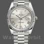 Men's Rolex Day-Date-228239, 40mm, Silver Quadrant Motif Roman Dial, Fluted Bezel, Men’s Silver