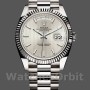 Men's Rolex Day-Date-228239, 40mm, Silver Stripe Motif Dial, Fluted Bezel, Men’s Silver