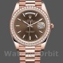 Men's Rolex Day-Date-228345RBR, 40mm, Chocolate Brown Diagonal Motif Dial, Diamond Bezel, Men’s Chocolate Brown