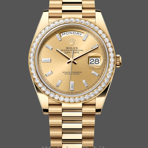 Mens Rolex Day‑Date-228348RBR, 40mm, Champagne, Diamond Dial, Diamond Bezel, Men’s Champagne Replica Watch Image