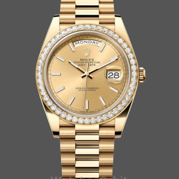 Men's Rolex Day-Date-228348RBR, 40mm, Champagne Index Dial, Diamond Bezel, Men’s Champagne
