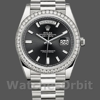 Men's Rolex Day‑Date-228349RBR, 40mm, Black Dial, Diamond Bezel, Men’s Black