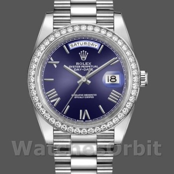 Men's Rolex Day‑Date-228349RBR, 40mm, Blue Roman Dial, Diamond Bezel, Men’s Blue