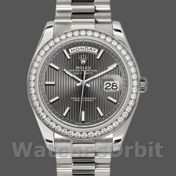 Men's Rolex Day-Date-228349RBR, 40mm, Dark Rhodium Dial, Diamond Bezel, Men’s Dark Rhodium
