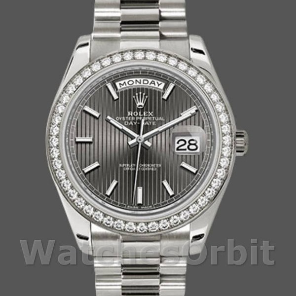 Mens Rolex Day-Date-228349RBR, 40mm, Dark Rhodium Dial, Diamond Bezel, Men’s Dark Rhodium Replica Watch Image