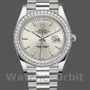 Mens Rolex Day‑Date-228349RBR, 40mm, Silver Stripe Motif Dial, Diamond Bezel, Men’s Silver Replica Watch Image