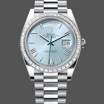 Men's Rolex Day‑Date-228396TBR 0030, 40mm, Ice Blue Dial, Platinum, Diamond Bezel, Men’s Ice Blue