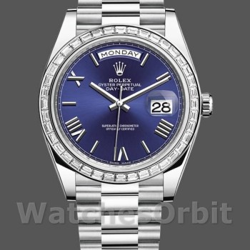 Men's Rolex Day-Date-228396TBR, 40mm, Blue Dial, Platinum, Diamond Bezel, Men’s Blue