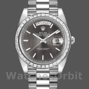 Men's Rolex Day-Date-228396TBR, 40mm, Dark Rhodium Grey Dial, Diamond Bezel, Men’s Grey
