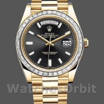 Men's Rolex Day-Date-228398TBR, 40mm, Black Diamond Dial, Diamond Bezel, Men’s Black